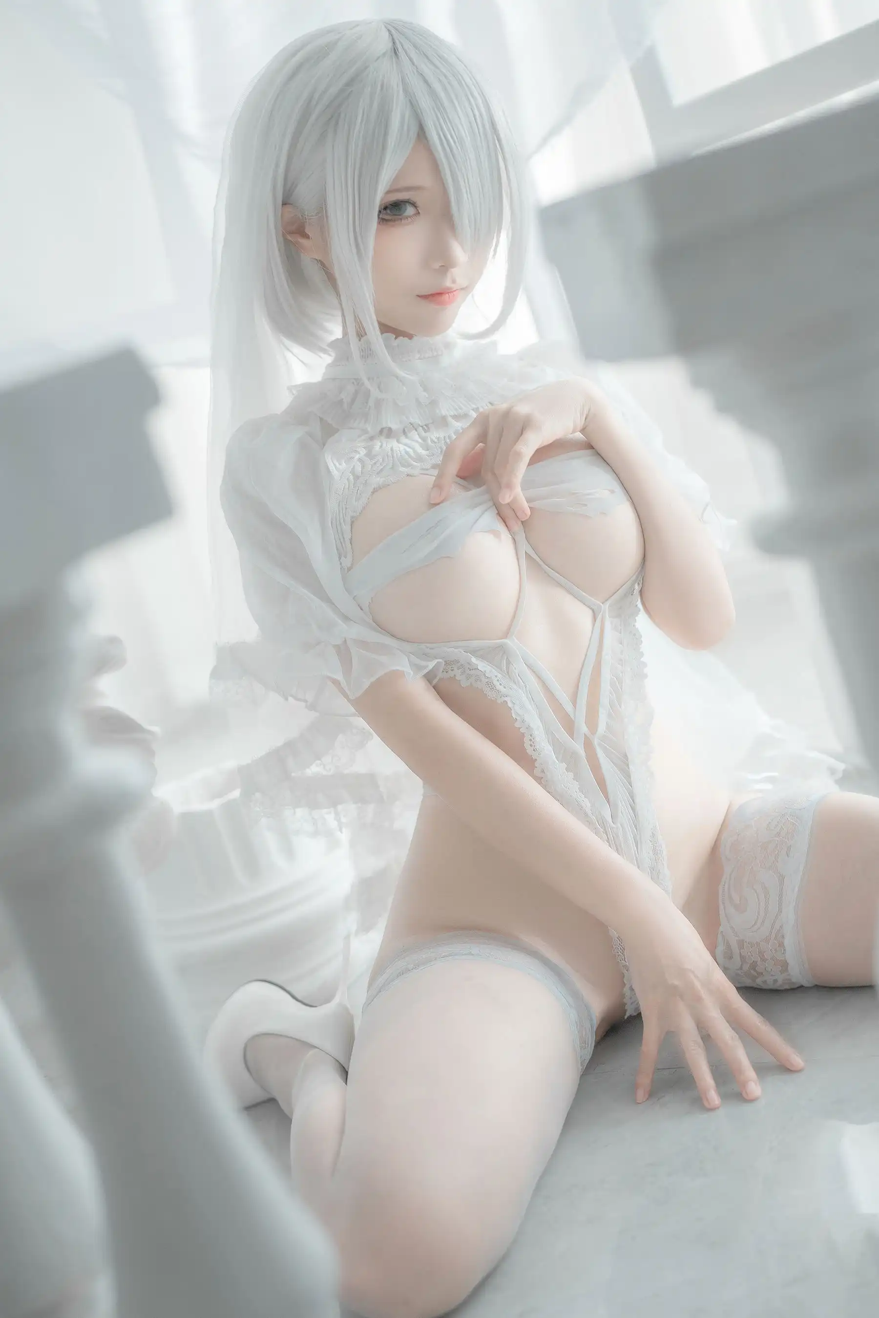 蠢沫沫 2B白婚纱 cosplay巨乳写真推荐