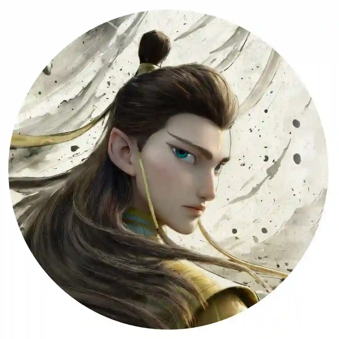 哪吒水墨圆形头像视觉壁纸