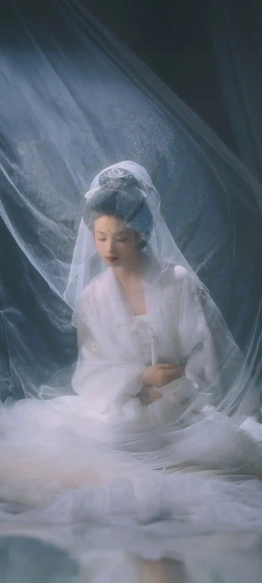 汉服古风庭院写真手机壁纸设计