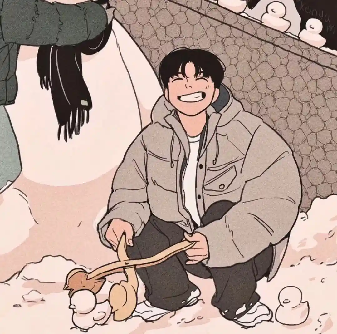 冬季氛围感人物插画画面