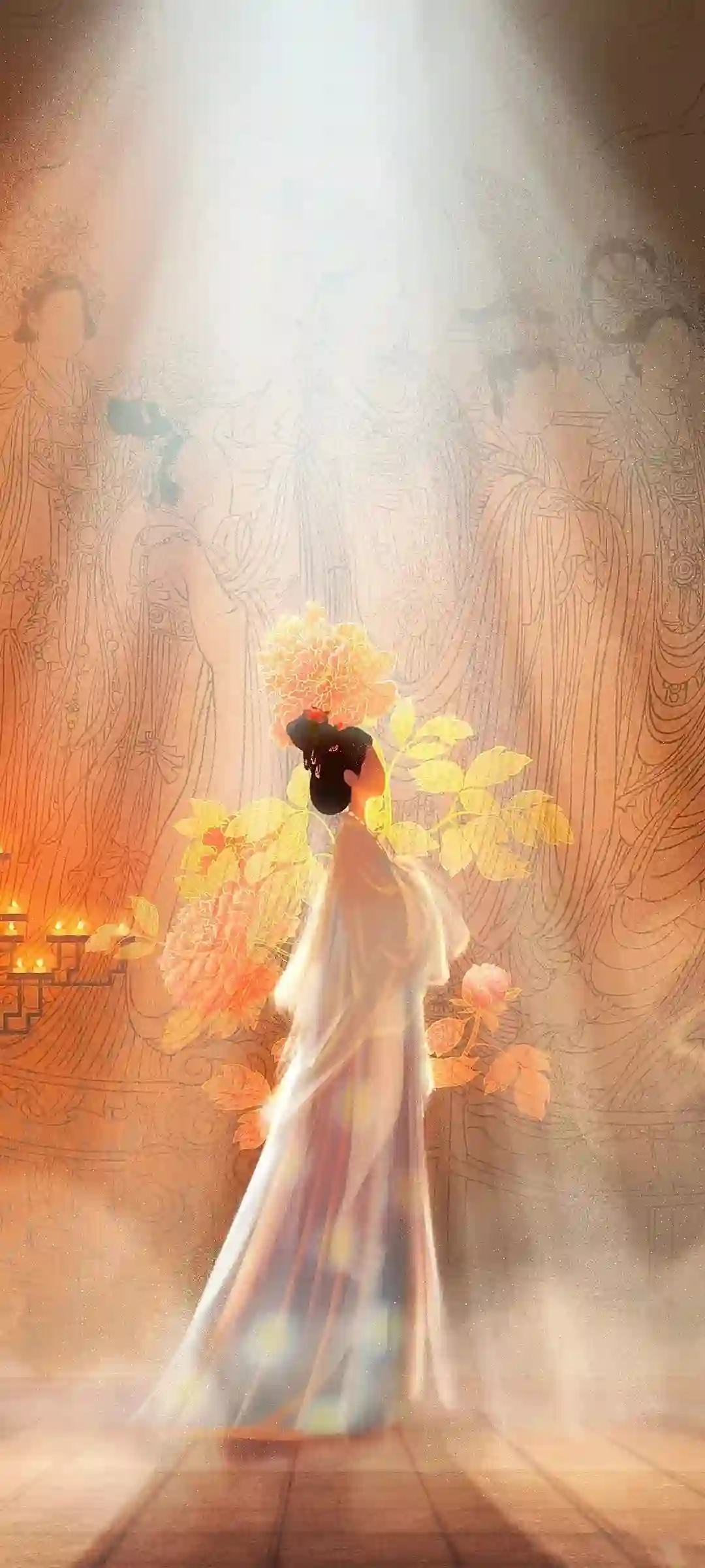 汉服古风庭院写真手机壁纸设计