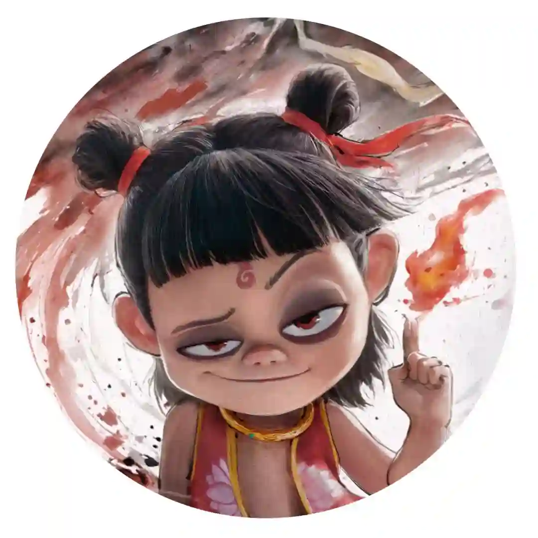 哪吒水墨圆形头像视觉壁纸