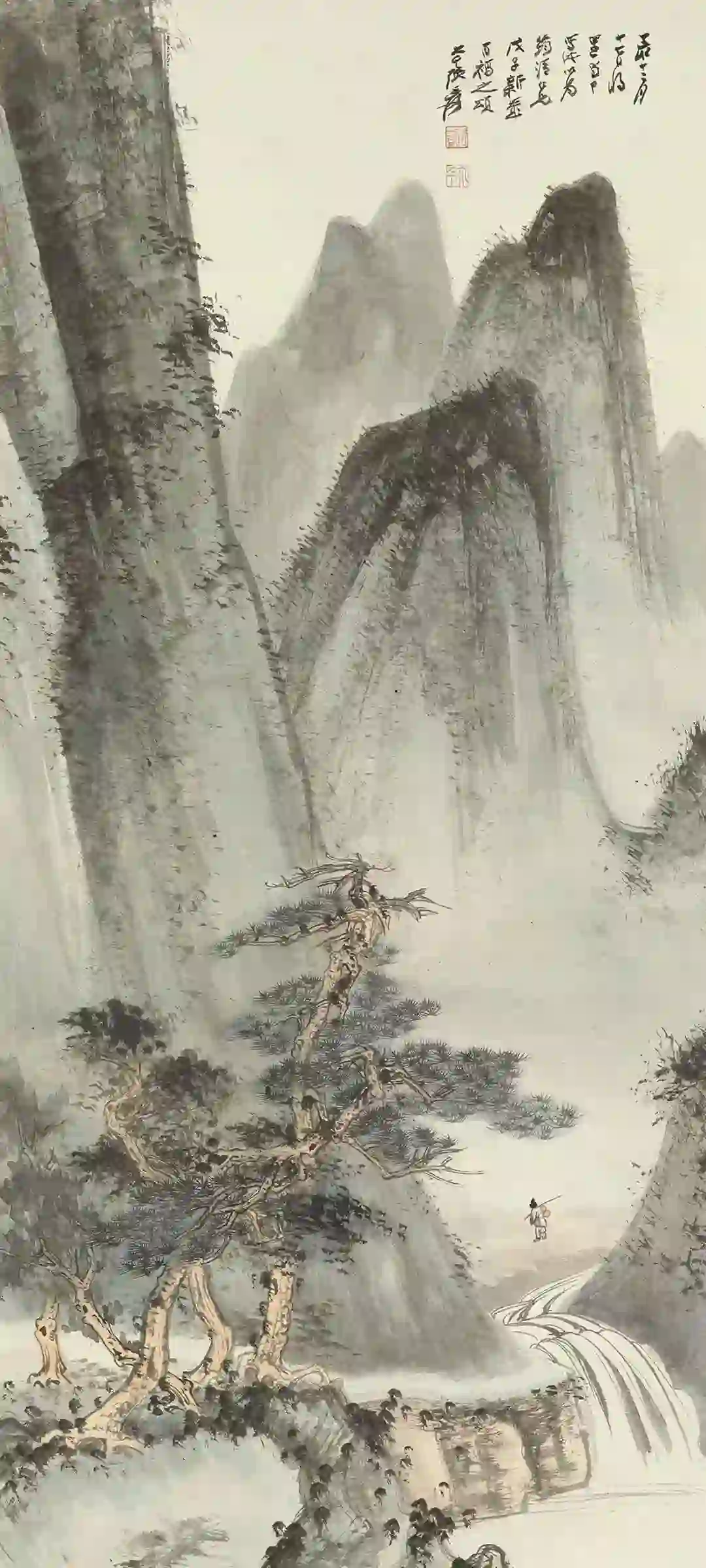 水墨与梵高风格悟空动漫美女手机壁纸