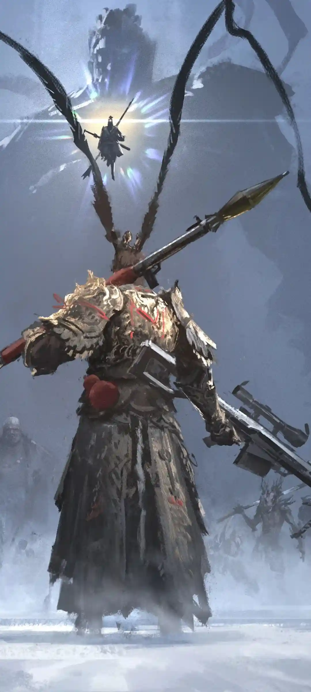 水墨与梵高风格悟空动漫美女手机壁纸